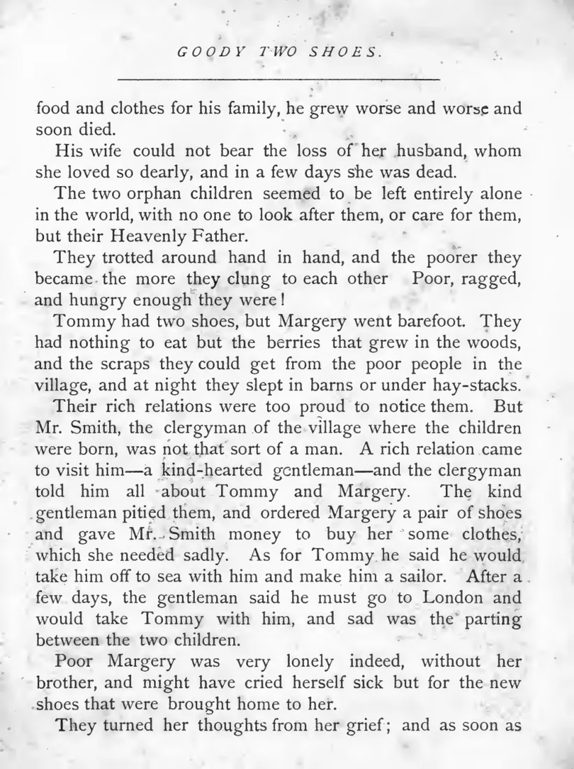 Scanned page of the original Goody Two-Shoes text